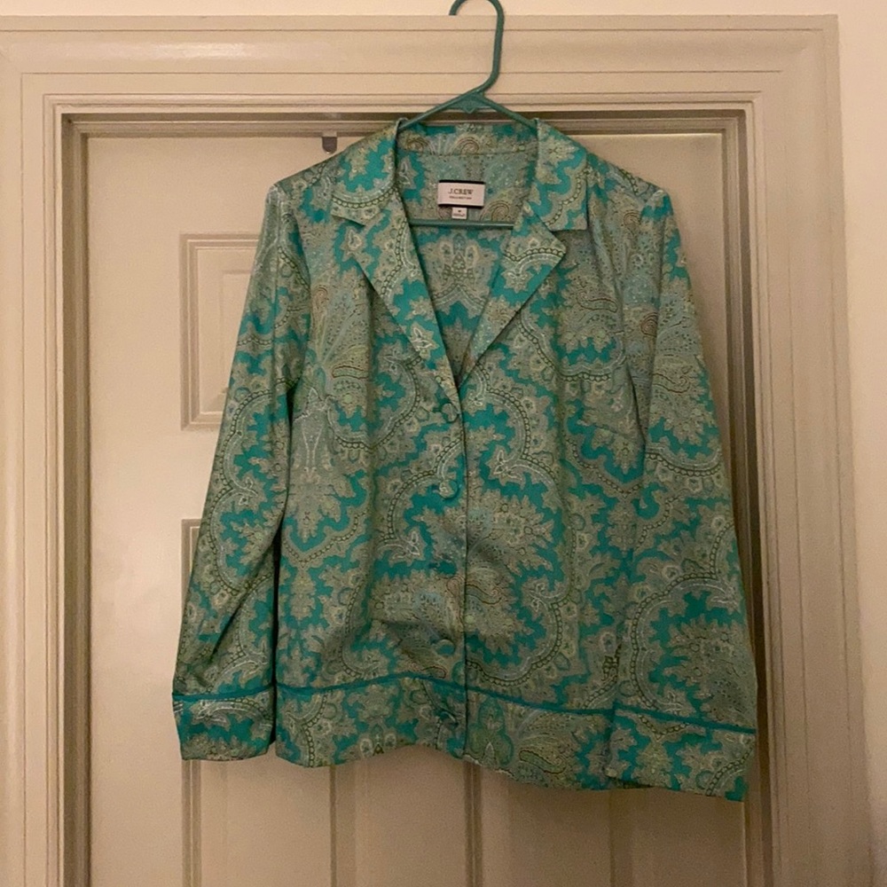 J Crew Collection washable silk popover shirt in oversized paisley